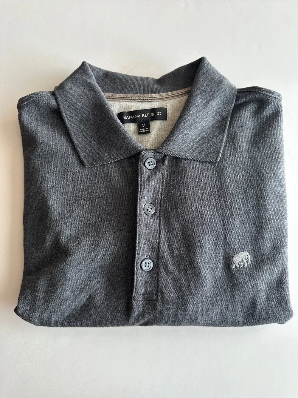 Men Banana Republic Polo Shirt Elephant Logo | Charcoal Grey | Size M